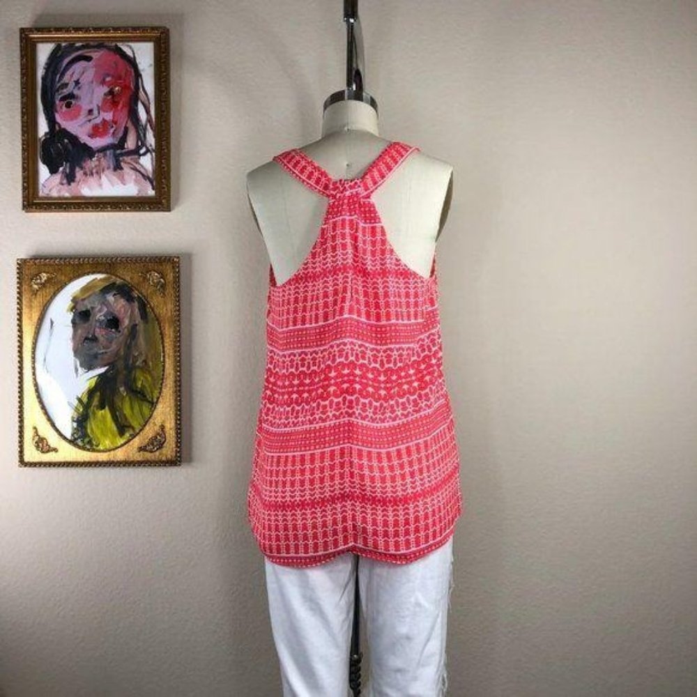 Cynthia Rowley Twist Tank Ikat Pleated Racerback